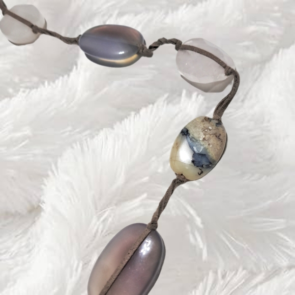 Natural Stones with Leather Cord Necklace - Picture 3 of 3